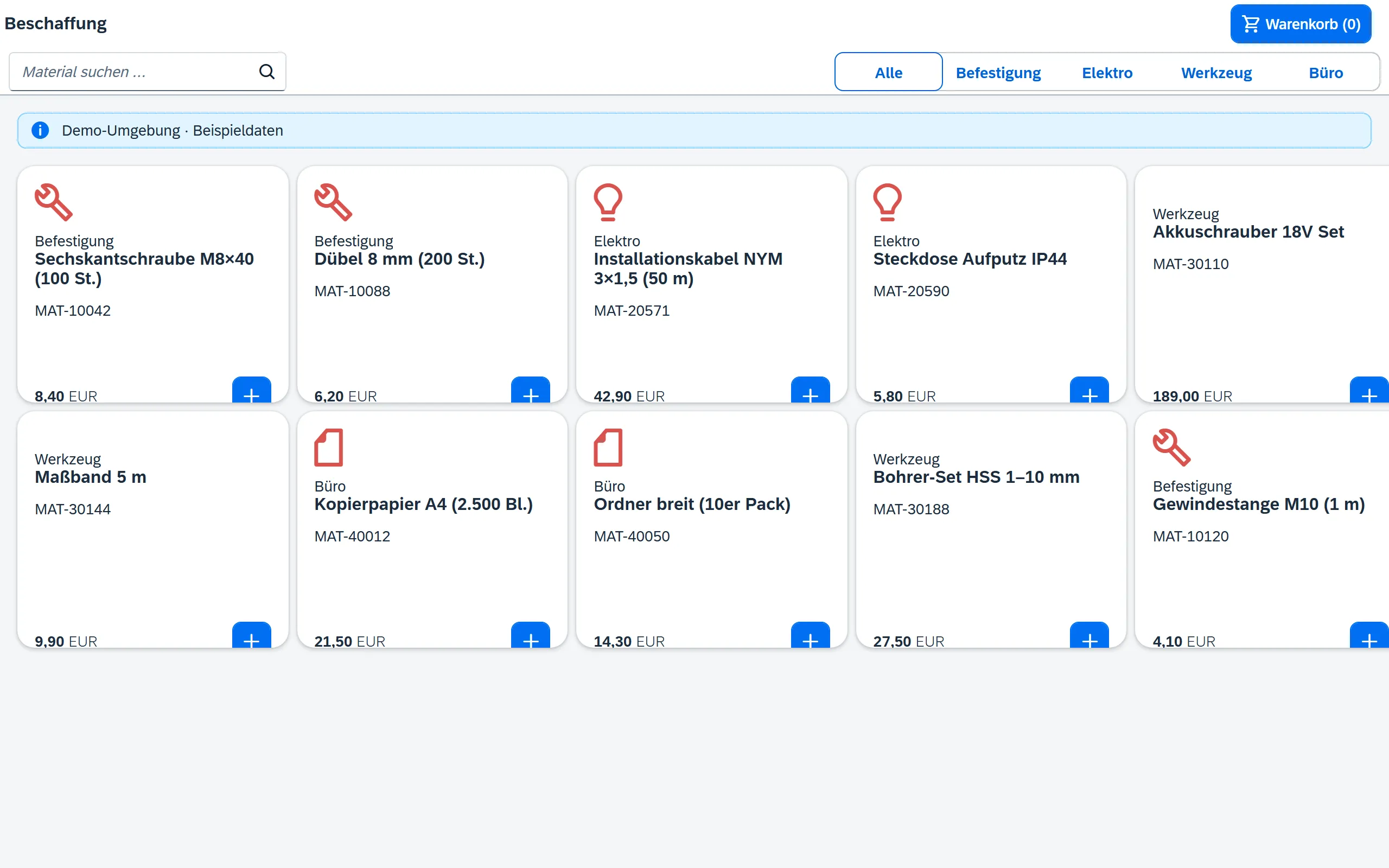 Vorschau Beschaffungs-Portal – Fiori / SAP-nativ