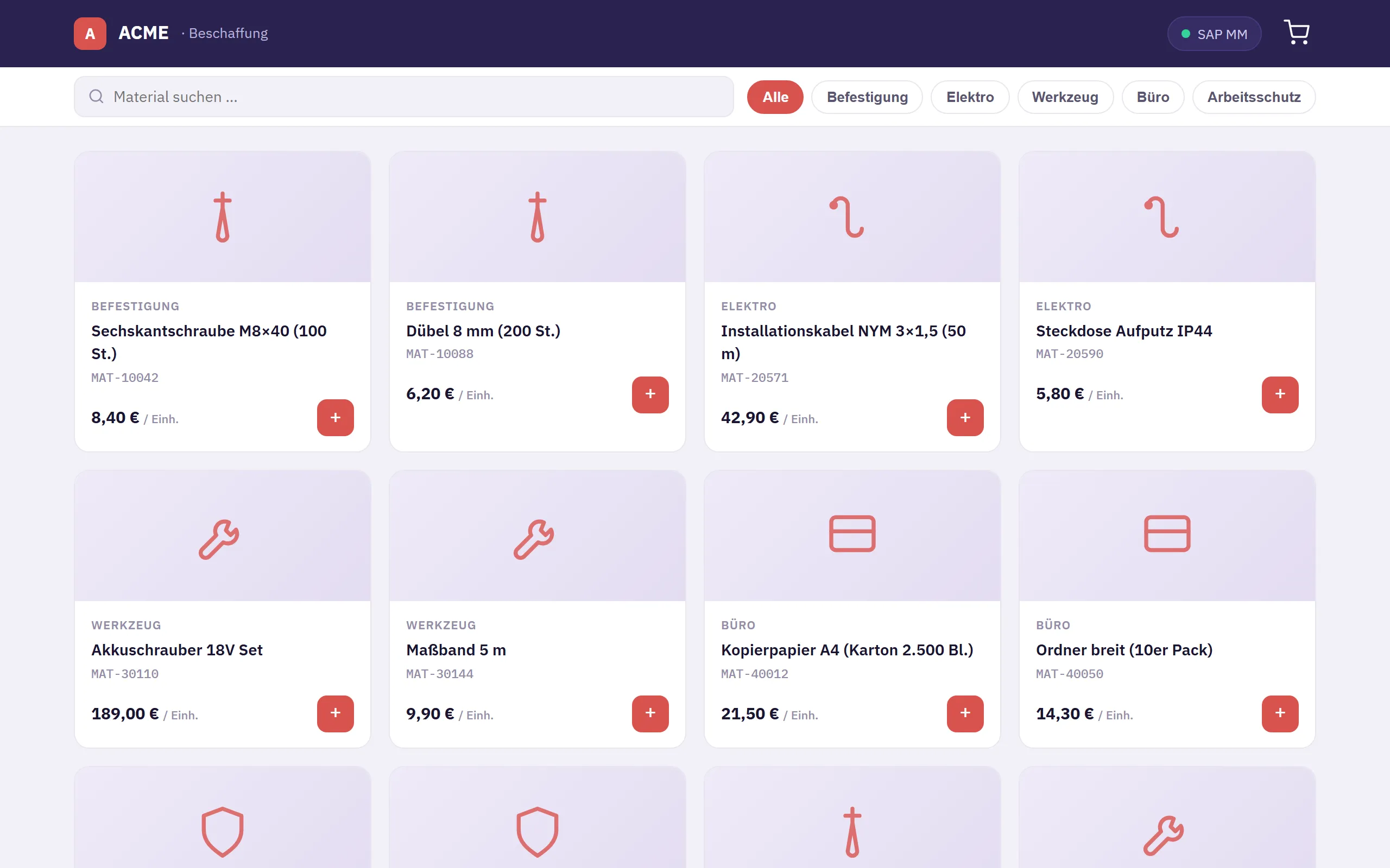 Vorschau Beschaffungs-Portal – Web-Portal
