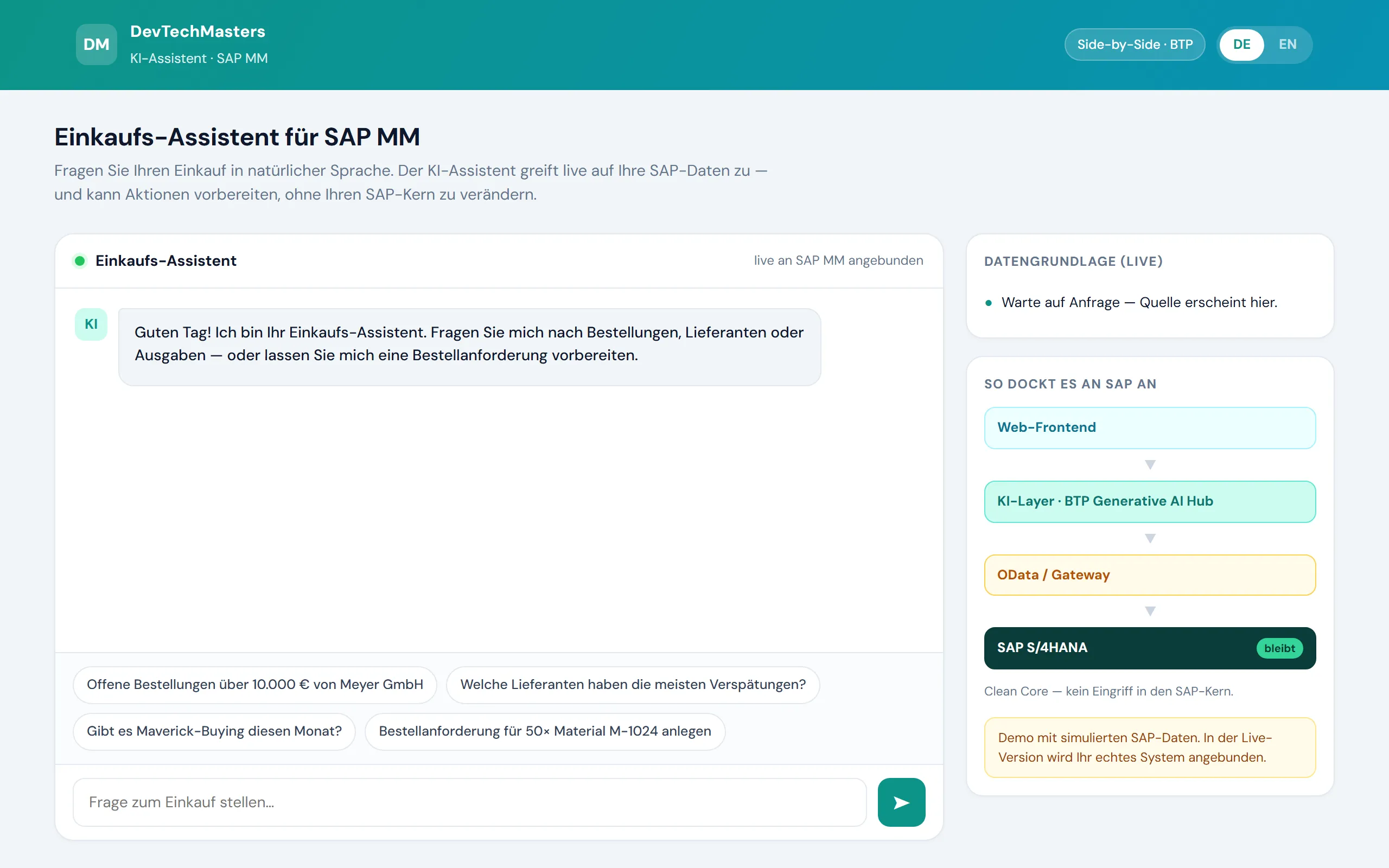 Vorschau Bestands- & Dispo-Agent – Web-Portal