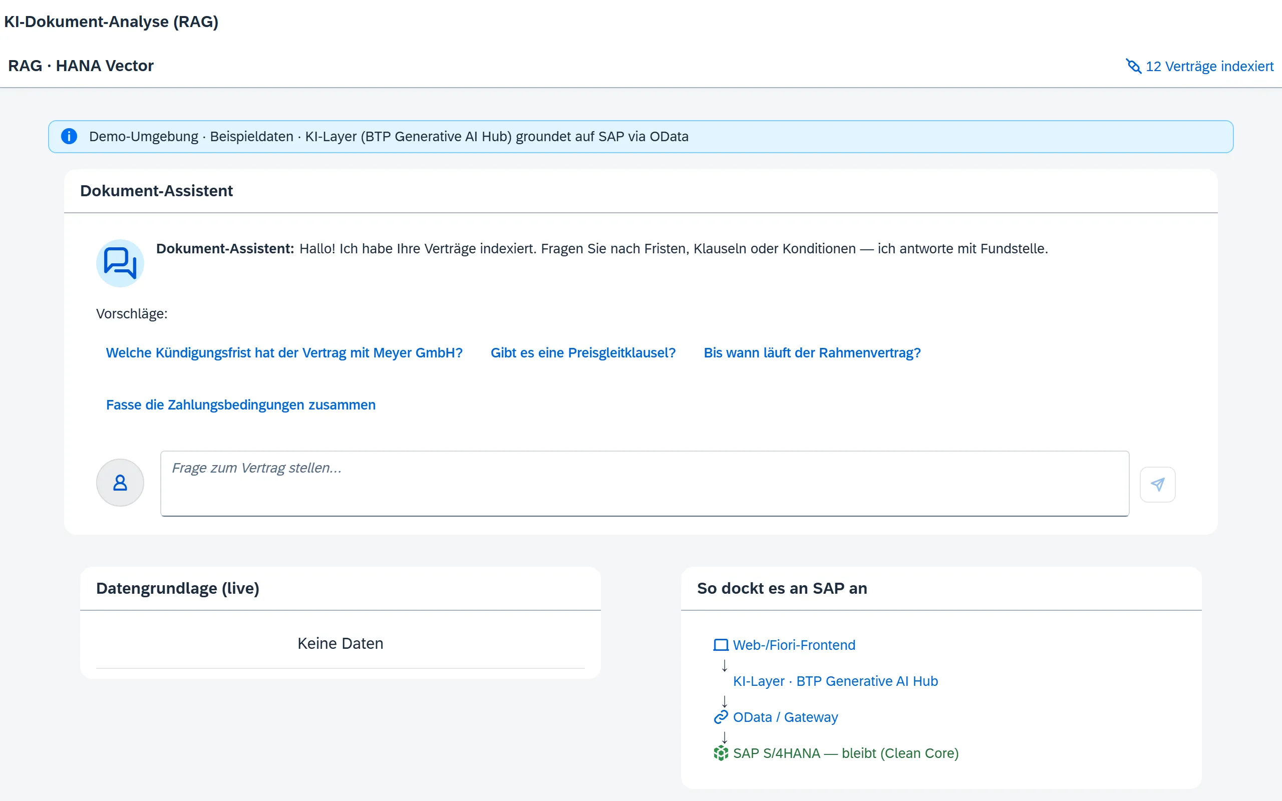 Vorschau Dokument-Analyse (RAG) – Fiori / SAP-nativ