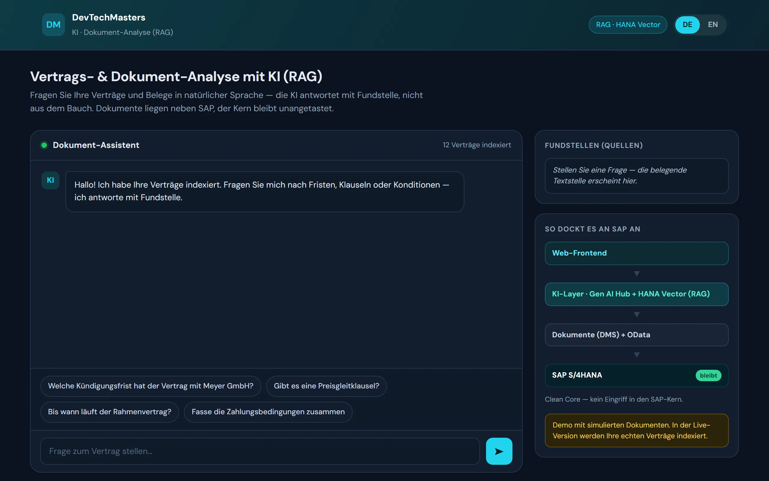 Vorschau Dokument-Analyse (RAG) – Web-Portal