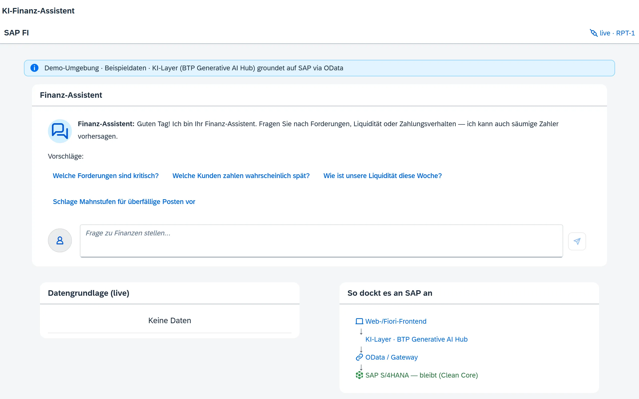 Vorschau Finanz- & Forderungs-Assistent – Fiori / SAP-nativ