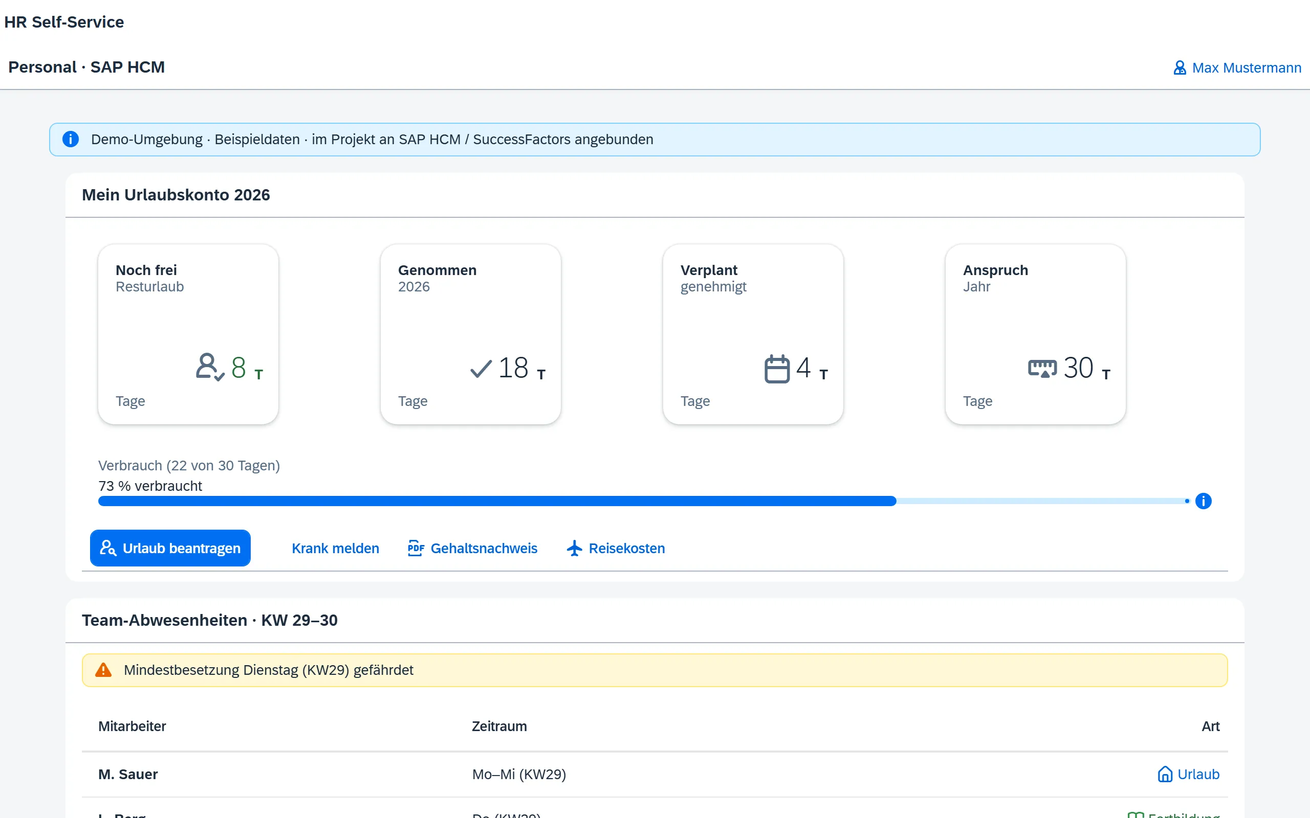 Vorschau HR Self-Service – Fiori / SAP-nativ