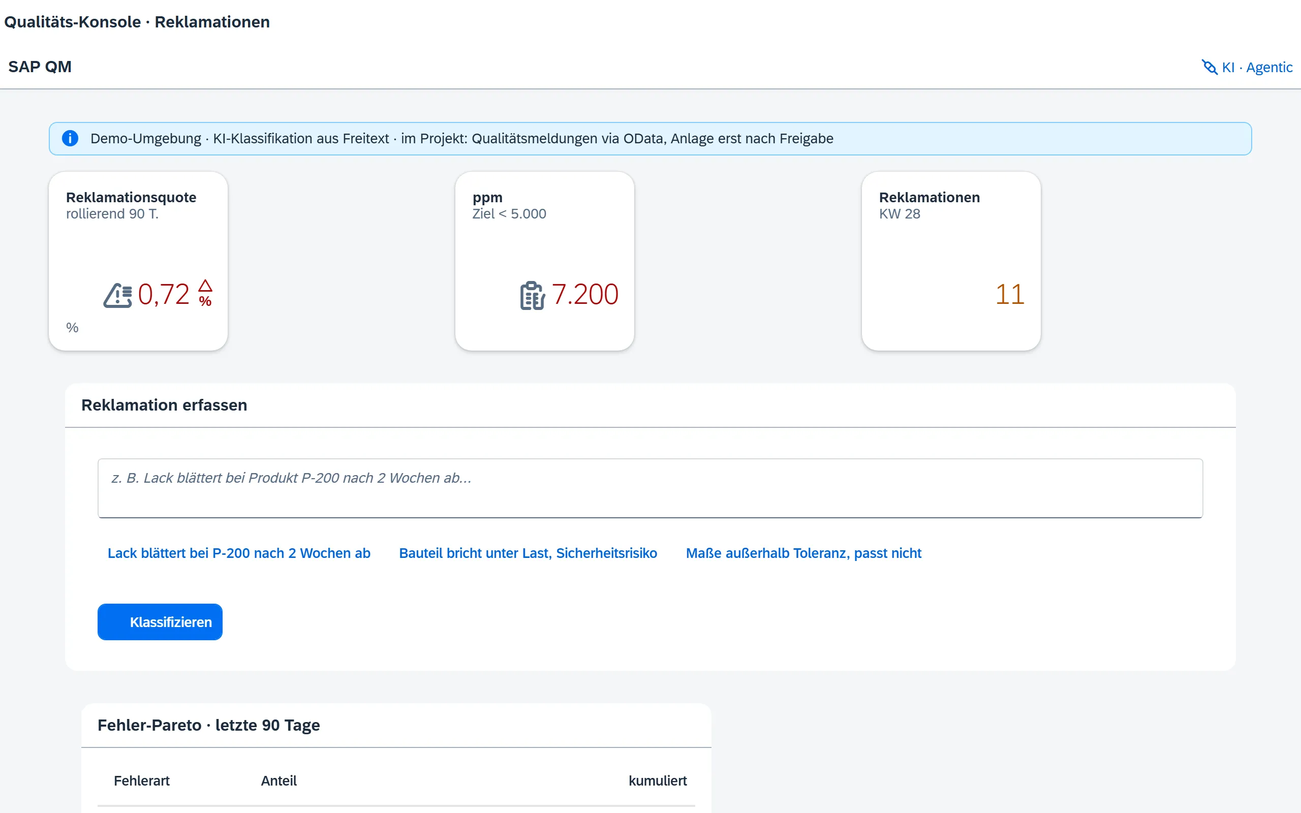 Vorschau Qualitäts-Konsole – Fiori / SAP-nativ