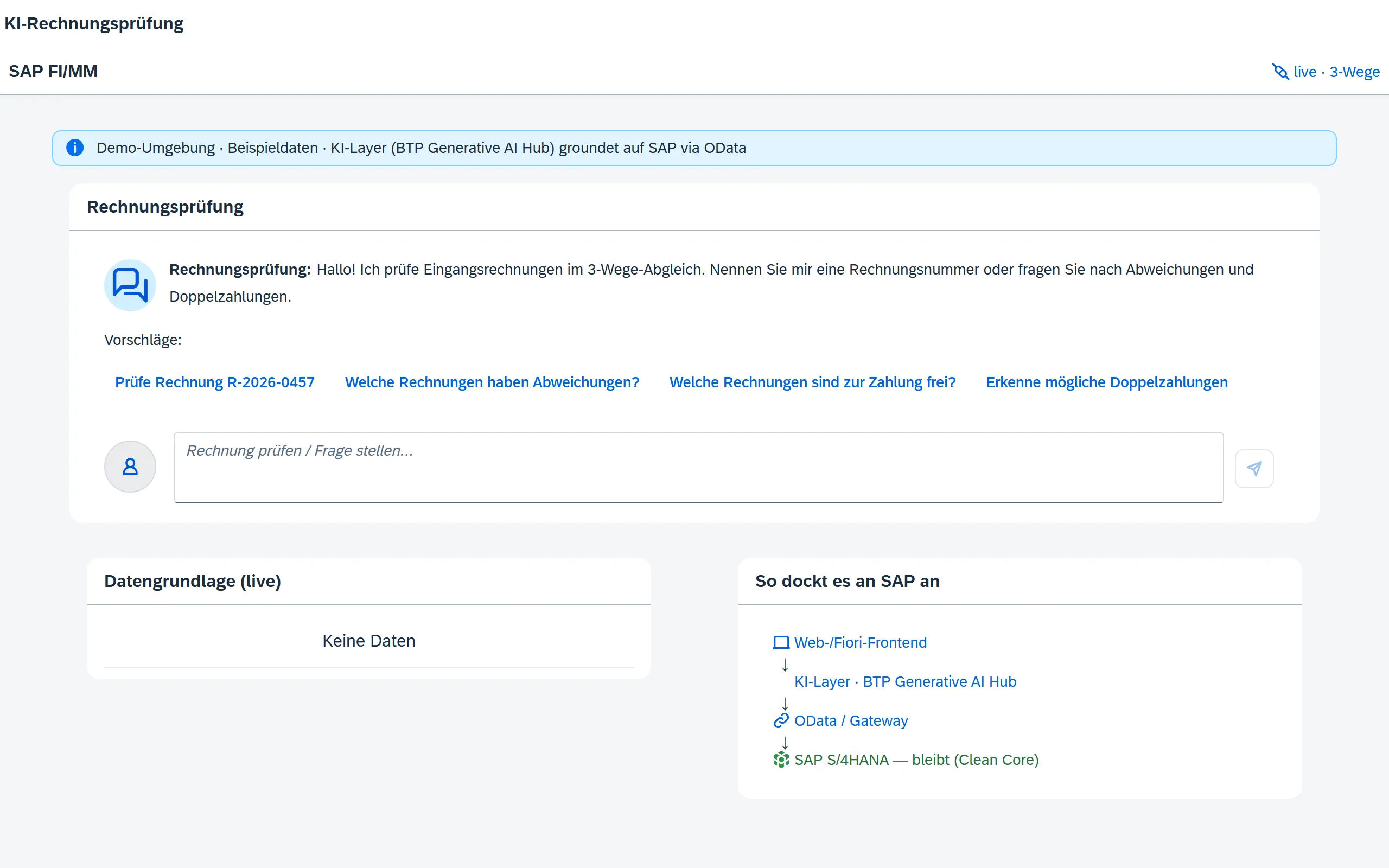 Vorschau Rechnungsprüfungs-Agent – Fiori / SAP-nativ