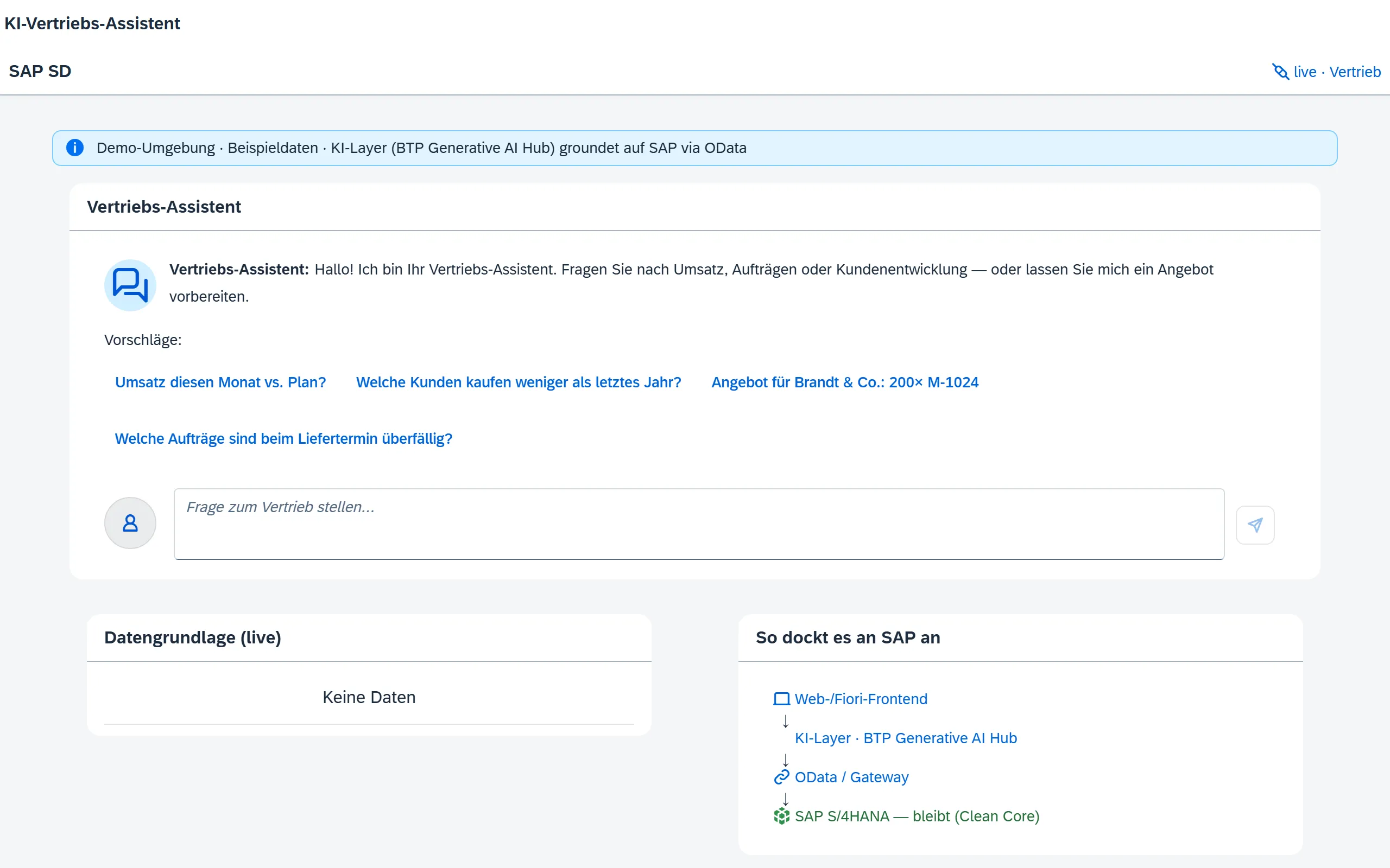 Vorschau Vertriebs-Assistent – Fiori / SAP-nativ