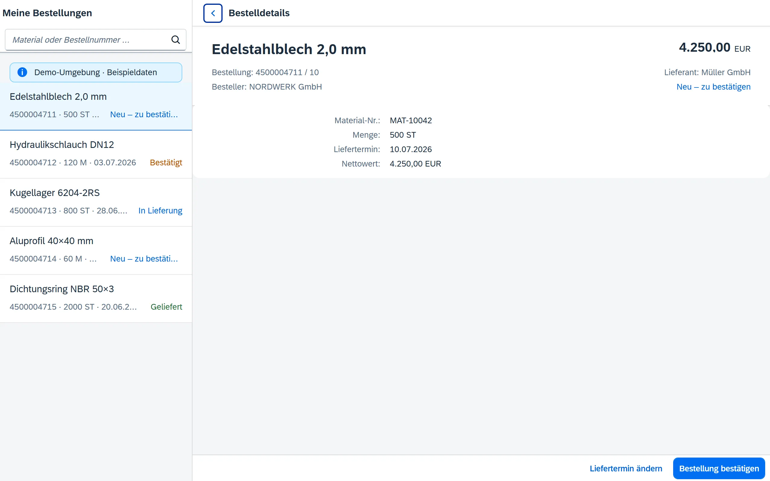 Vorschau Lieferantenportal – Fiori / SAP-nativ