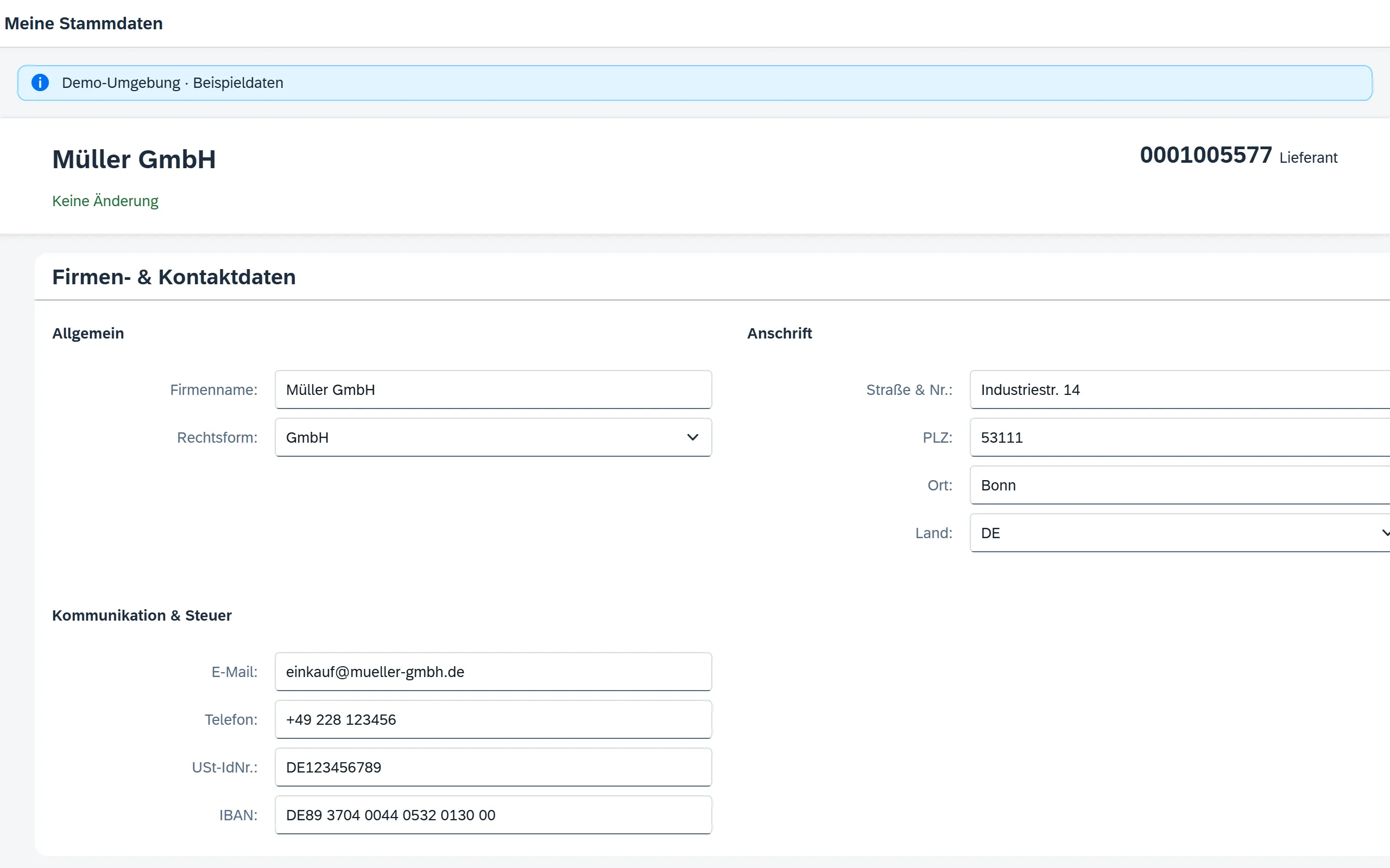 Vorschau Stammdaten-Portal – Fiori / SAP-nativ